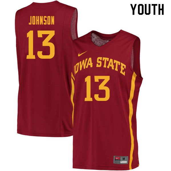 Youth #13 Javan Johnson Iowa State Cyclones College Basketball Jerseys Sale-Cardinal